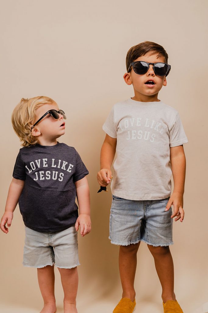 Kids in Christian T-shirts